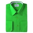thumbnail image 2 of Berlioni Italy Men's Convertible Cuff Solid Long Sleeve Dress Shirt Apple Green, 2 of 2