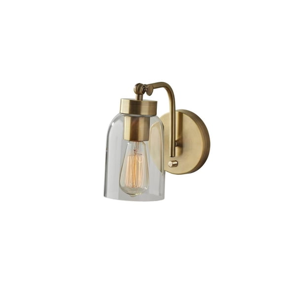Adesso Bristol Adjustable Shade Dimmer Compatible Wall Sconce with Glass Dome