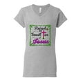thumbnail image 2 of Wild Bobby, Raised On Sweet Tea & Jesus, Inspirational Christian, Women Standard V-Neck Tee, Heather Grey, X-Large, 2 of 5