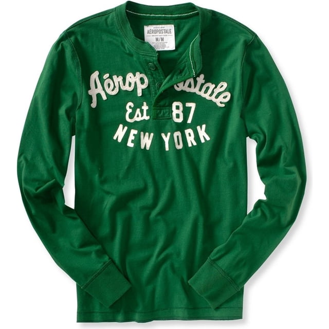 Aeropostale Mens Est 1987 Henley Shirt, Verde, X-Large Aeropostale henley