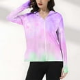thumbnail image 6 of Wiyuqeen Women's Zip Front Sun Hoodie Tie Dye Long Sleeve Thumb Hole UPF Hoodies Lightweight Protection Jacket for Hiking Running, 6 of 7