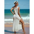 thumbnail image 4 of Womens Crochet Swimsuit Coverup Sleeveless Mesh Bathing Suit Cover Ups Split Maxi Beach Dress  One size, 4 of 8