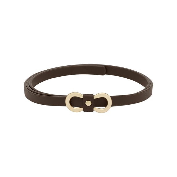 Cinturones delgados extra finos para mujeres Inspire Chic, Día de la Madre, con hebilla dorada en forma de 8, cinturón sin agujeros para vestidos, abrigos y jeans 40.9x0.4" Café