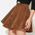 thumbnail image 4 of cfhntfmh Women's Button Up Flare A-Line Corduroy Skater Mini Skirt High Waist Pleated Short Skirts for Women Skirts for Women, 4 of 5