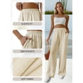 thumbnail image 2 of SWQZVT Womens Wide Leg Linen Pants With Pockets High Waist Loose Trousers Business Work Casual Slacks Palazzo Lightweight Pants, 2 of 9