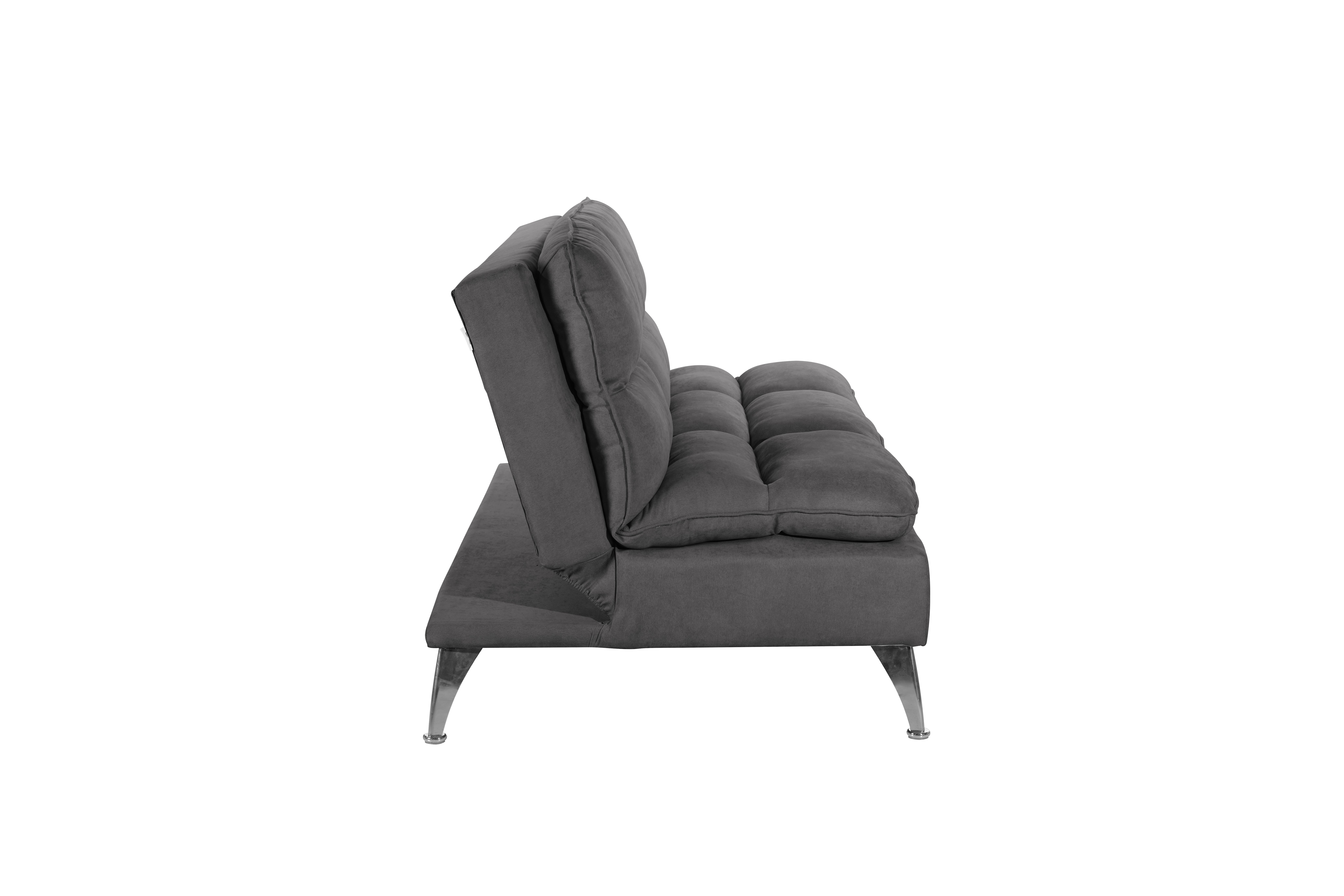 Sealy Santa Cruz Futon Sofa Convertible in Gray with Chrome Metal Legs