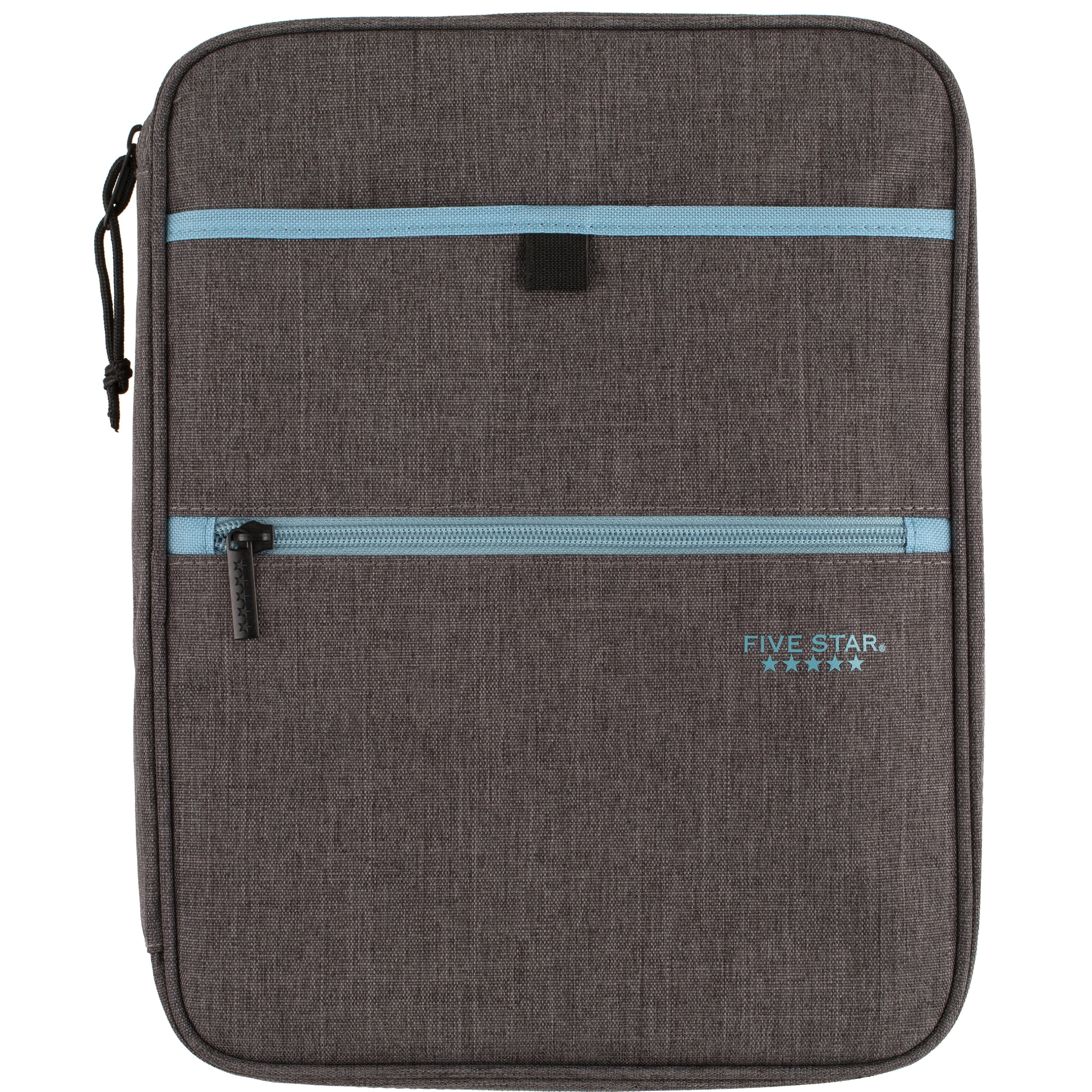 Five Star Zipper Binder, 1 Inch 3-Ring Binder, Carry-All with Internal Pockets and Dividers, Gray/Teal