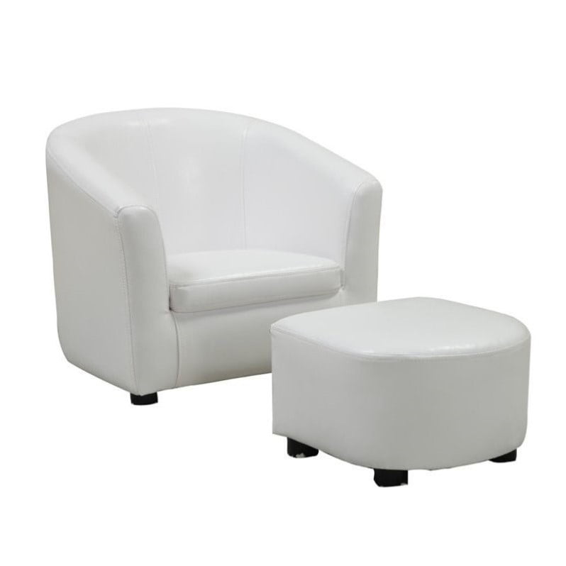 Kingfisher Lane Faux Leather Chair And, White Leather Chair With Ottoman