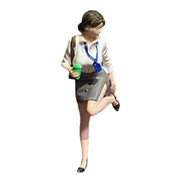 Figura femenina a escala 1/64, modelo de personas diminutas, dioramas, figuras de resina para personas de la calle. de cuello blanco