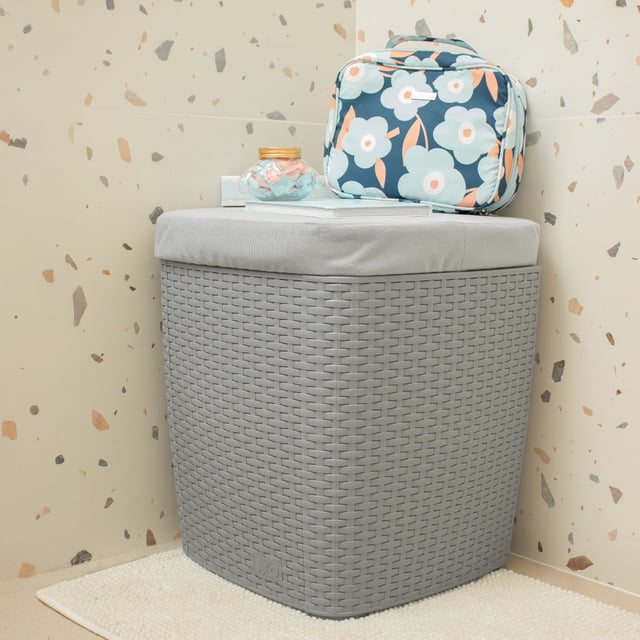 Puff Tipo Baul Organizador Gris