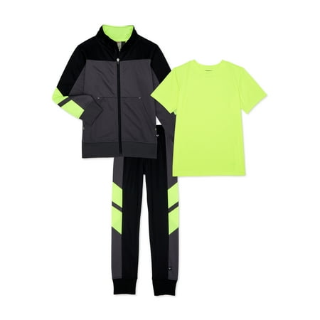 Cheetah Boys Tricot Jacket, Joggers and Performance T-Shirt, 3-Piece Athletic Set, Sizes 2T-18 & Husky