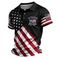 thumbnail image 2 of XinghaiYIDE Mens Polo USA Flag Star Stripes Printed Short Sleeve Button Placket Patriotic Holiday Polo Tee S-5XL, 2 of 5