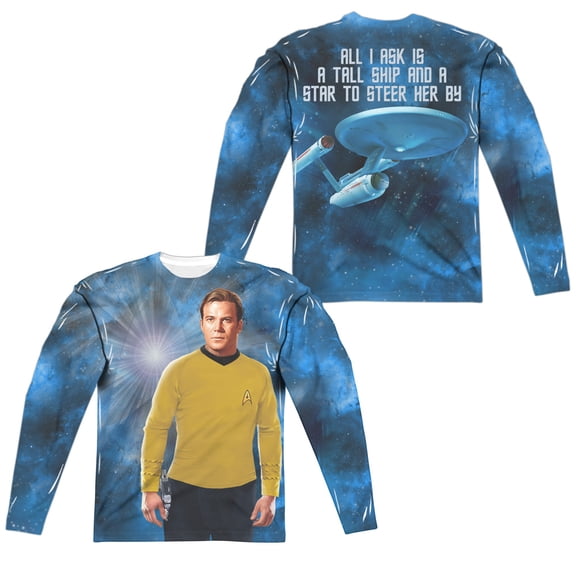 star trek ship for my captain (front/back print) mens long sleeve sublimation shirt