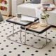 thumbnail image 1 of Juego de mesa de centro de ratán nórdico, combinación de vidrio de madera maciza de acero inoxidable, mesas de madera de estilo Simple moderno, 1 of 4