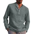 thumbnail image 3 of POINTERTECK Men Solid Round Neck Shirt Loose Long Sleeve Blouse, 3 of 4
