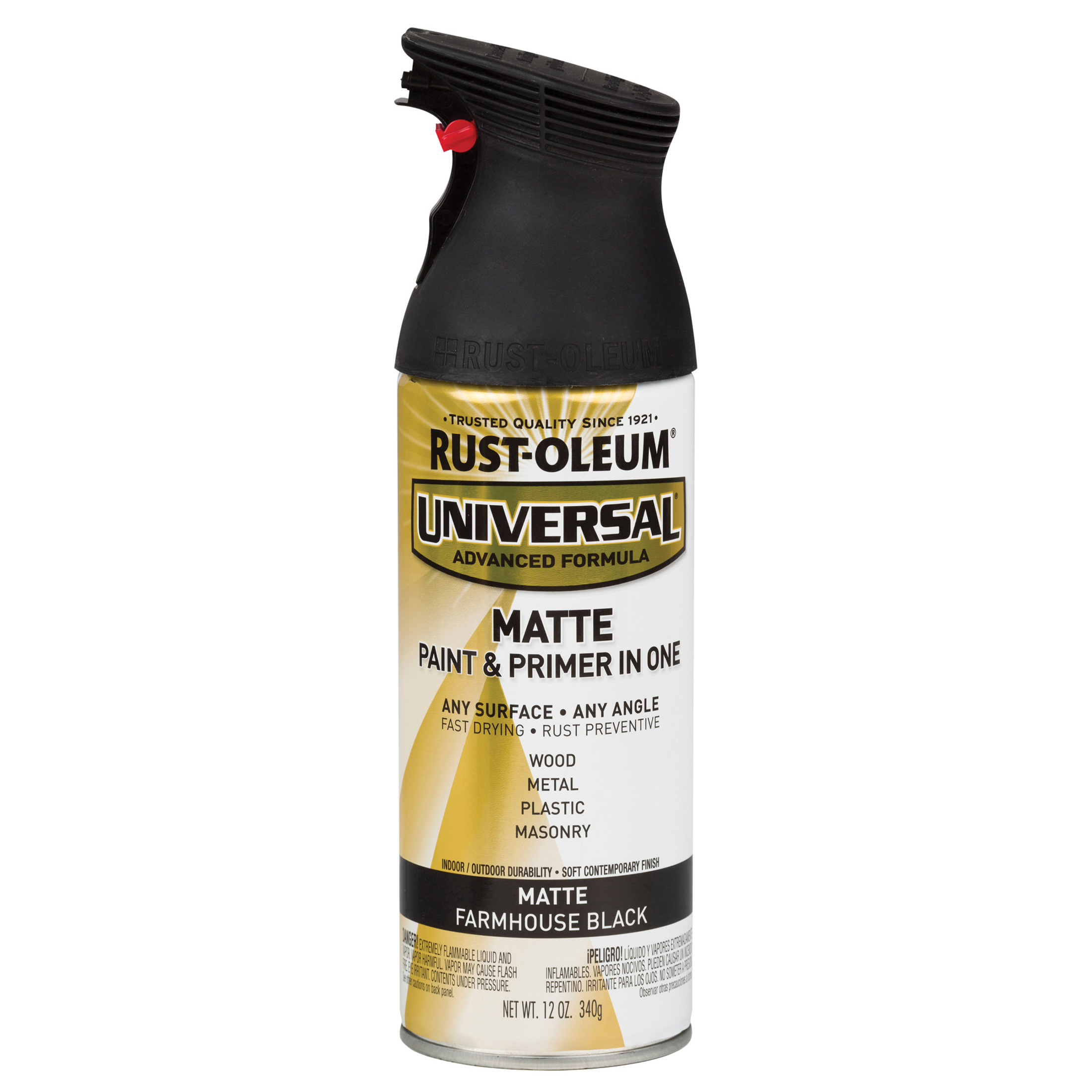 6 Pack, Farmhouse Black, Rust-Oleum Universal All Surface Interior/Exterior Matte Spray Paint-330505, 12 oz