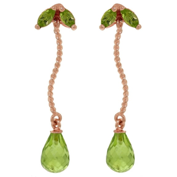 Galaxy Gold 14K Rose Gold Natural Peridot Dangle Earrings - August Birthstone - Abundance & Joy - Fine Jewelry for Women