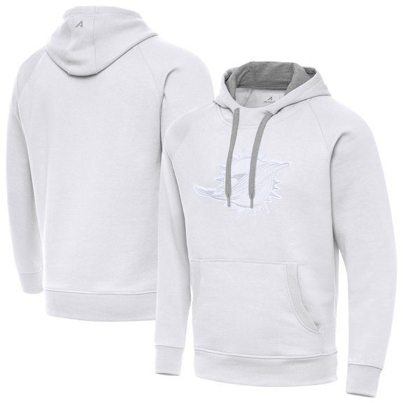 Men's Antigua White Miami Dolphins Victory Pullover Hoodie