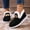 Black, variant on Womens Winter Flat Fluffy Snow Boots,Warm Fleece Anti-Slip Slip on Loafer Casual Outdoor Plush Short Booties Black 5.5(36)