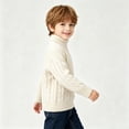 thumbnail image 3 of Lmnyox Sweaters for Kids Plain Long Sleeve Turtleneck Cable Knit Pullover Winter Casual Warm Sweaters, 3 of 7
