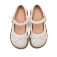 thumbnail image 5 of FINALGANG Kids Girls Adjustable Pearl Strap Front Bow Mary Jane Shoes Flat Block Heel Soft Insole Daily Dress Shoes Cute Shoes 12-12.5 Years, 5 of 6