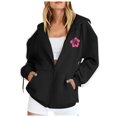 thumbnail image 4 of COMVALUE Cute Flower Hoodie for Woman Preppy Sweatshirts Trendy Puff Print Letter Graphic Hoodies Casual Pullover Tops (Black, XXL), 4 of 6