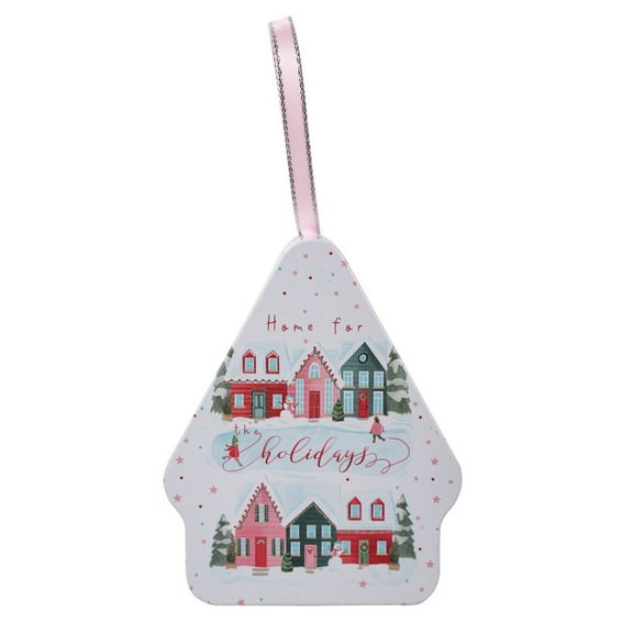 putnchl Christmas Tin Box, Metal Cookie Tins With Lids, Xmas Card Tin Box, Candy Storage Containers House Shaped For Gift Giving Holiday Party Gift Box