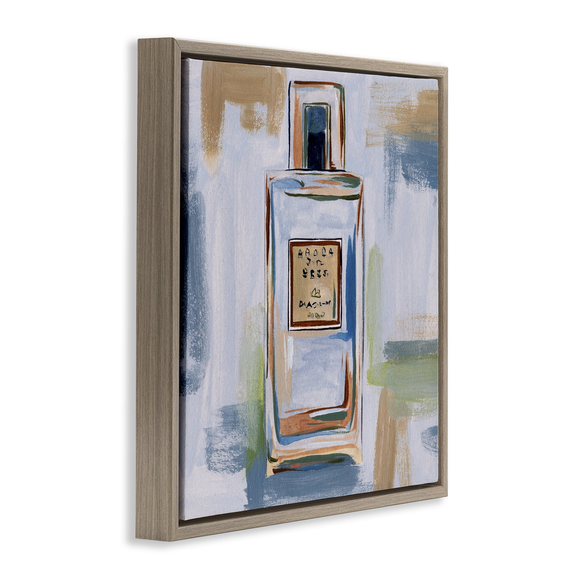 Stupell Industries Cosmetics Bottle Brush Strokes Fashion Painting Brown Floater Framed Canvas Art Print Wall Art, 25 x 25