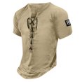 thumbnail image 2 of Men'S Short Sleeve T-Shirt Vintage Trend Graphic And Embroidered T-Shirt Drawstring Tie Classic Basic All-Match Tops, 2 of 4