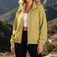thumbnail image 7 of Women's Windbreaker Jackets without Hood Full Zip Stand Lapel Collar Windproof Waterproof Nylon Fall Coat (M, Yellow), 7 of 7