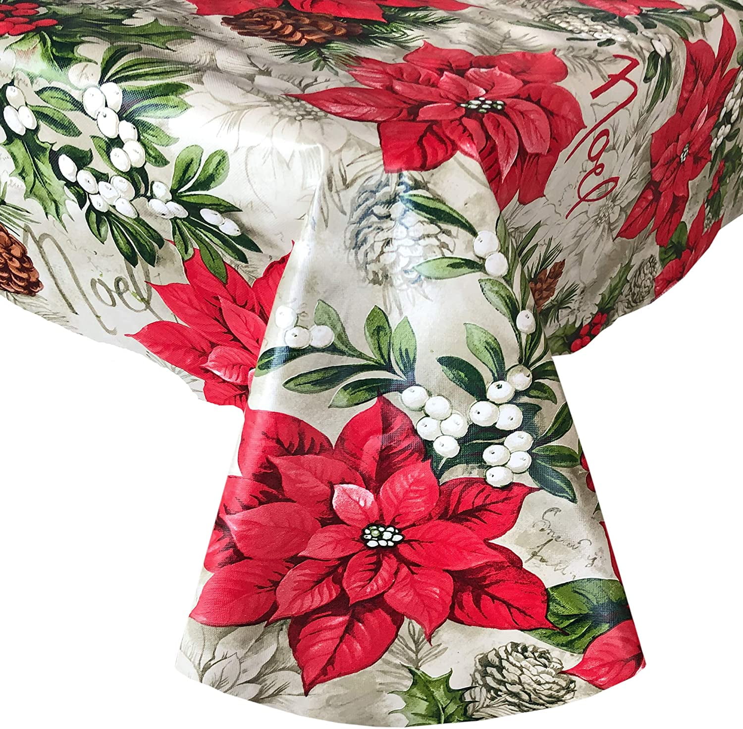 Better Home Vinyl Tablecloth Green Floral Decorator Design Lightweight Flannel Backed 52x90 Oblong 