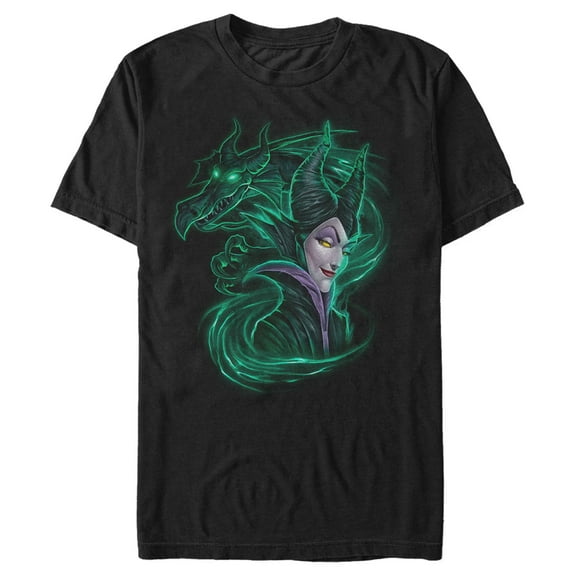 Men's Sleeping Beauty Maleficent Dragon Swirl Graphic Tee Black X Large