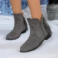 thumbnail image 6 of XUNKUSGA Ankle Boots for Women Fashion Fringe Round Toe Fall Boots Wide Calf Flat Tassel Boots Casual Hidden Wedge Heels Booties for Women 36-43 Gray, 6 of 8