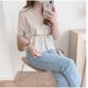 thumbnail image 4 of Camisa de corazón Blusa casual de verano con cuello en V Top de manga corta para mujer, albaricoque, S Inevent AP001470-07B, 4 of 7