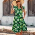 thumbnail image 4 of Yuyamidu V Neck Dress for Women St Patricks Day Dress A-Line Ruffle Sleeve Swing Flowy Midi Dresses Tiered Swing Dresses with Pockets Green, Size L, 4 of 8
