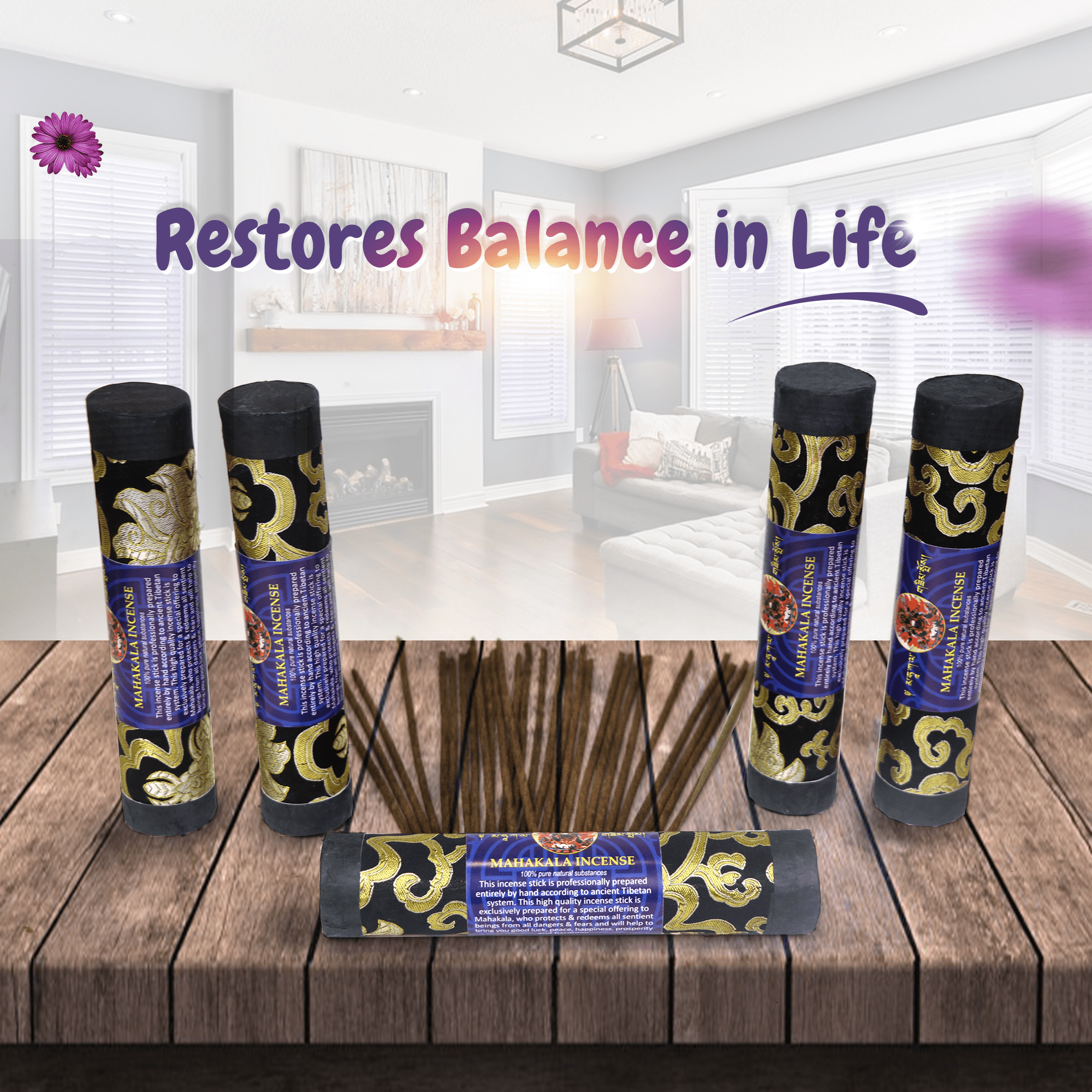 Lamatar1 Collection Tibetan Mahakala Stick Incense, Handmade in Nepal, Set of 5