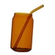 thumbnail image 1 of Vaso de vidrio con pajita, reutilizable, 350 ml, para zumo, ideal para vacaciones, hogar, niños y adultos. ámbar, 1 of 9