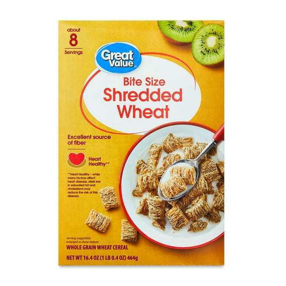 Great Value Bite Size Shredded Wheat Breakfast Cereal, 16.4 oz