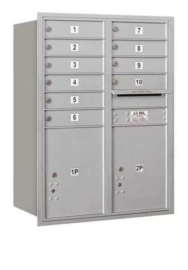 4C Horizontal Mailbox - 11 Door High Unit (41 Inches) - Double Column - 10 MB1 Doors / 2 PL5s - Aluminum - Rear Loading - USPS A