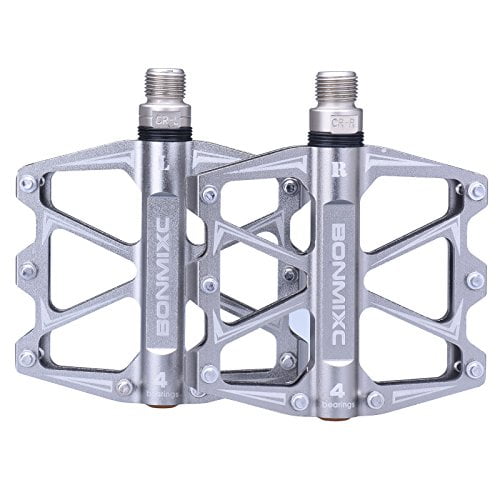 BOINMIXC Pédales de Vélo Route Plate Antidérapantes BMX Pédales de Vélo Adultes Alliage d'Aluminium Roulement Scellé 9/16 Filetage (Titanium)