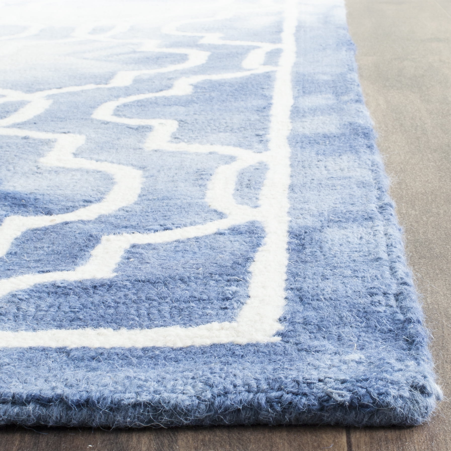 Safavieh Dip Dye Leighton Geometric Wool Area Rug, Blue/Ivory, 9' x 12'