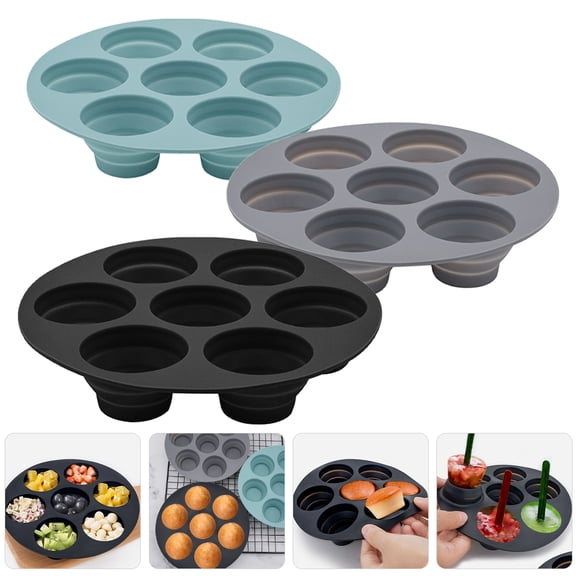 SEWCHICS Set of 3 Silicone Muffin Cups Nonstick Reusable Bakeware for Kitchen Baking in Assorted Colors