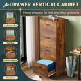 thumbnail image 4 of CZMDZH 4 Drawer File Cabinet with Lock, Vertical Filing Cabinet for A4/Letter Size Files, Wood Storage Organizer for Home Office, Rustic Brown,4 Drawer, 4 of 7