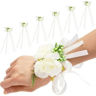Wrist Corsage Flower Set 2pcs Boutonniere Buttonholes Groom and White Rose Wrist  Corsages Pearl Corsage Wedding Flowers for Wedding Bridesmaid Bridal Prom  Party Suit Decorations 