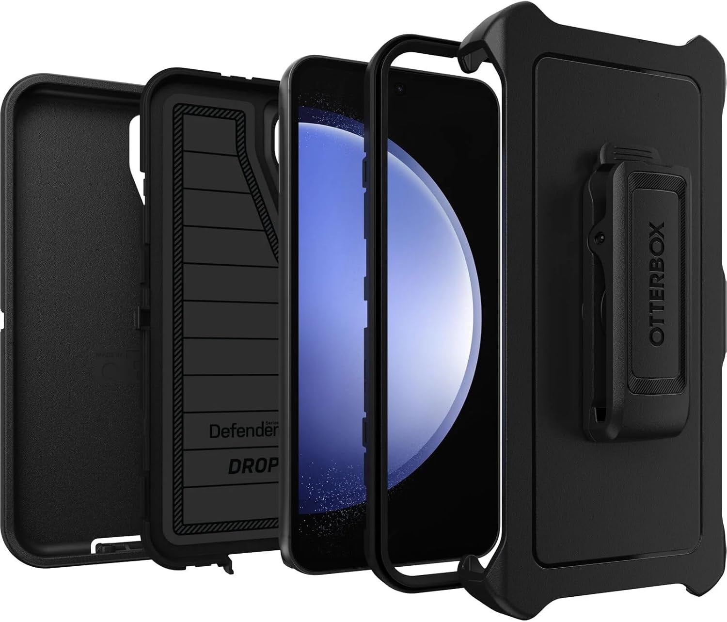 OtterBox Samsung Galaxy S23 FE (Only) - Defender Pro Series Case - Black - Holster Clip Included - Non-Retail Packaging