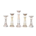 thumbnail image 3 of Handmade Mango Wood Eco-friendly Traditional White Wash Set Of Five 9",12",15",12" & 9" Pillar Candle Holder, 3 of 7