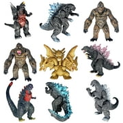 Set of 9 Godzilla vs. King Kong Cake Toppers for Kid Birthday Parties with Travel Bag, Assembly Required