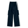thumbnail image 4 of Eltusu Cargo Pants for Girls, Straight Leg Relaxed Fit Athletic Elastic Waist Pants with Pockets Navy Size 15-16 T, 4 of 5