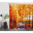thumbnail image 2 of Fall Thanksgiving Forest Maple Leaves Shower Curtain Autumn Orange Yellow Forest Bath Curtain Home Decor Rustic Farmhouse Harvest Waterproof Shower Curtain for Bathroom with 12 Hooks,72x72 Inches, 2 of 6