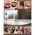 thumbnail image 2 of Yzhappy Makeup Vanity Mirror with Lights, 1X 2X 3X Magnification, Lighted , Touch Control, Trifold , Dual Power Supply, Portable LED Makeup Mirror, Women Gift (White), 2 of 6